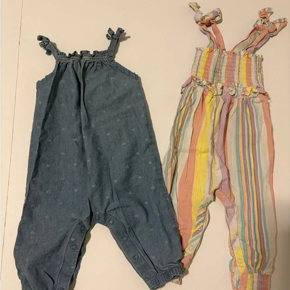 Blue and Striped Jumpsuit Romper Bundle 6-9months